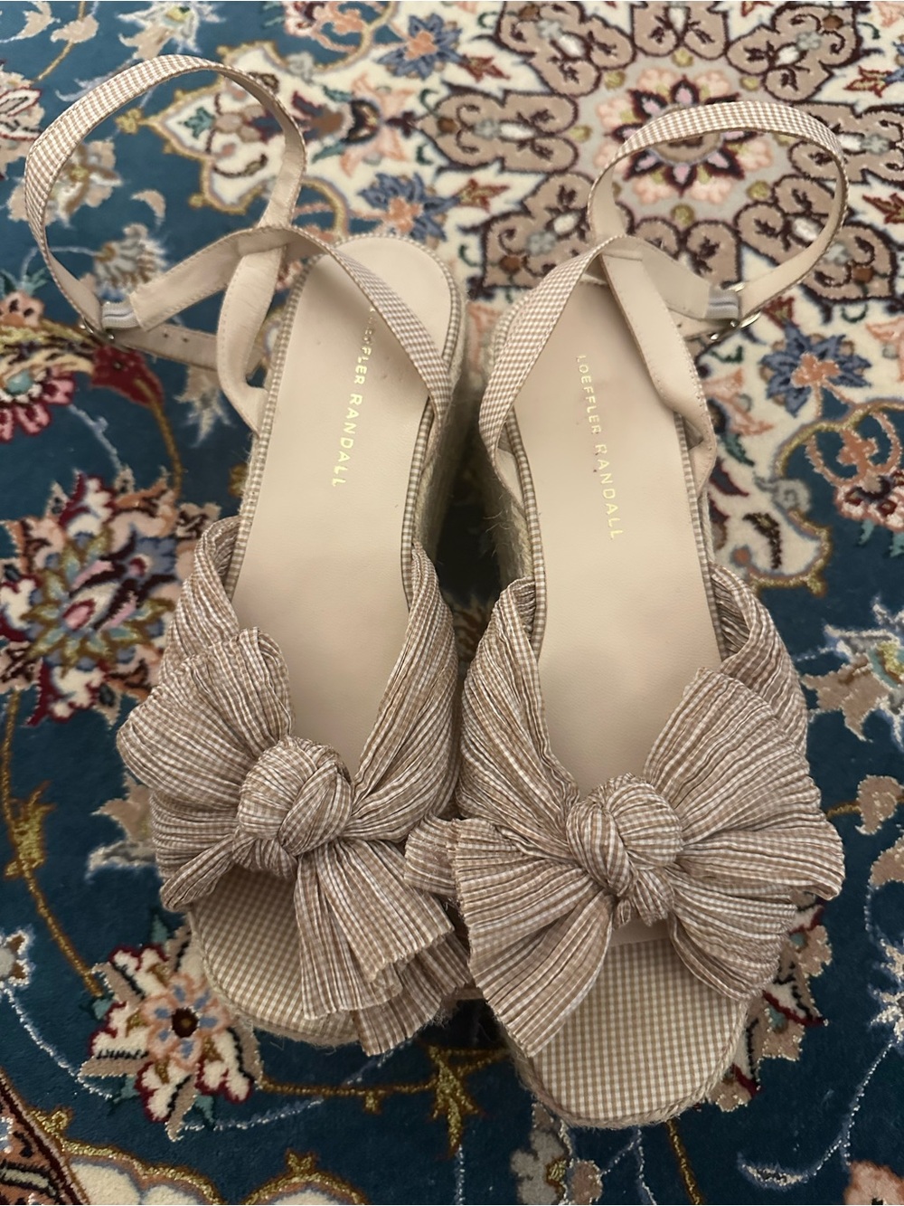 Loeffler Randall Sandals Beige Gingham US 9
